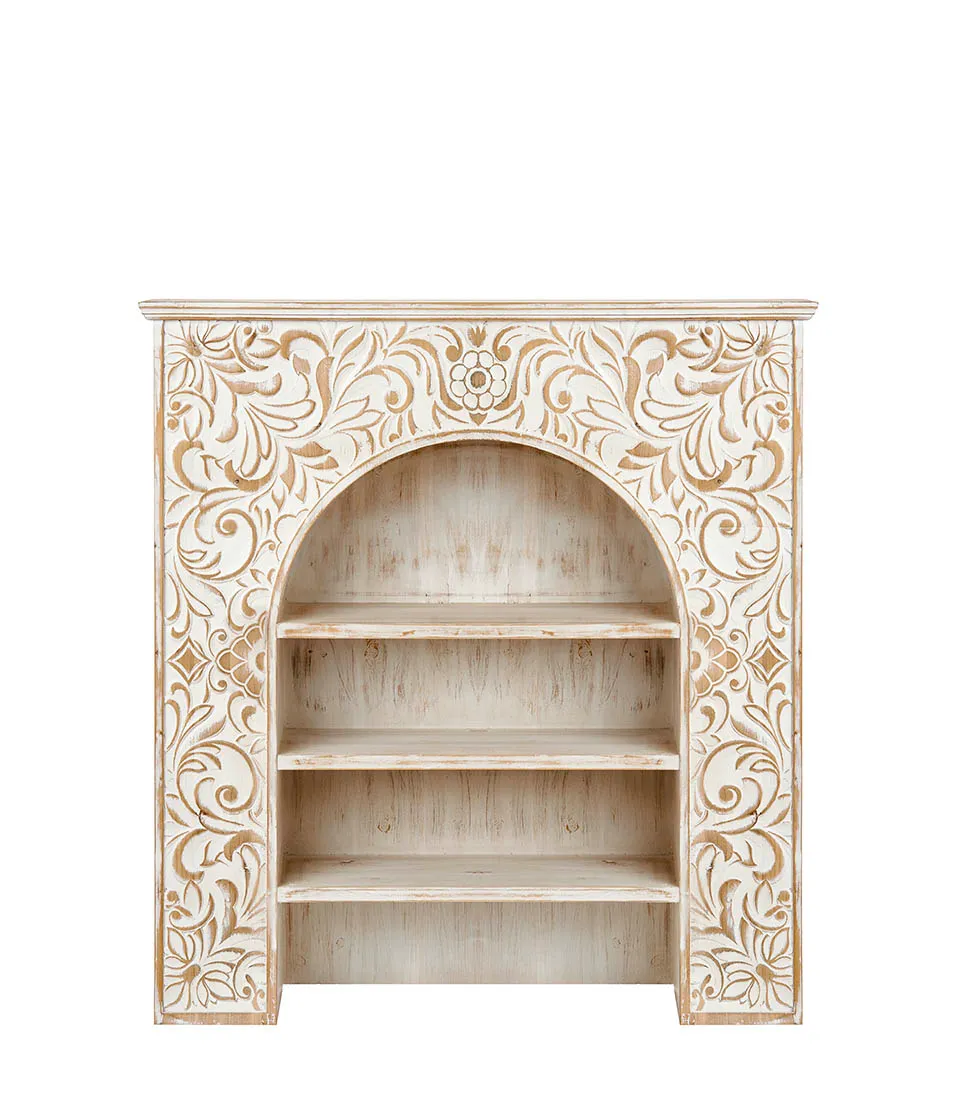 Decorative fireplace with shelves