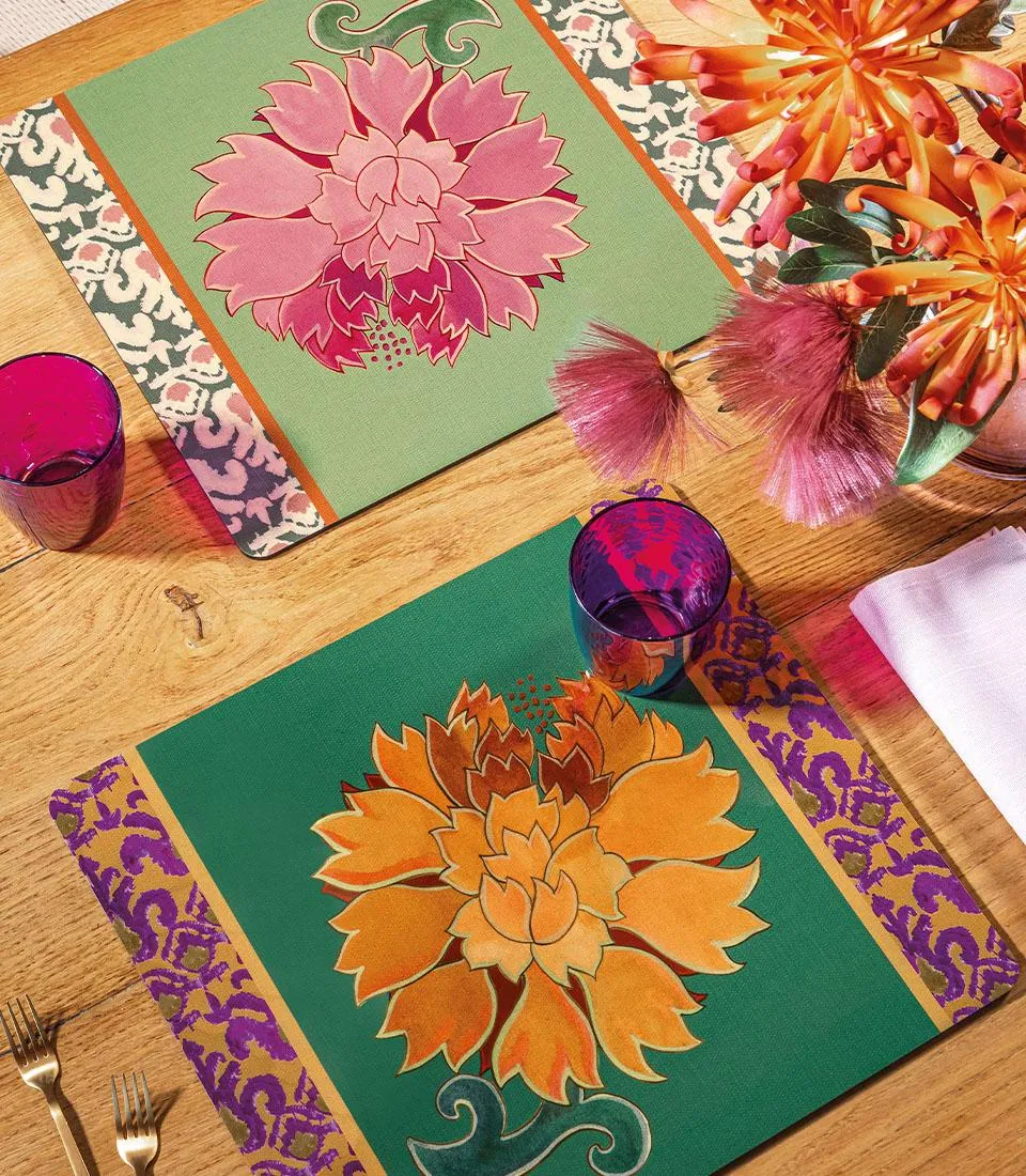 Rigid Placemat, sage green - Peonia di Samarcanda