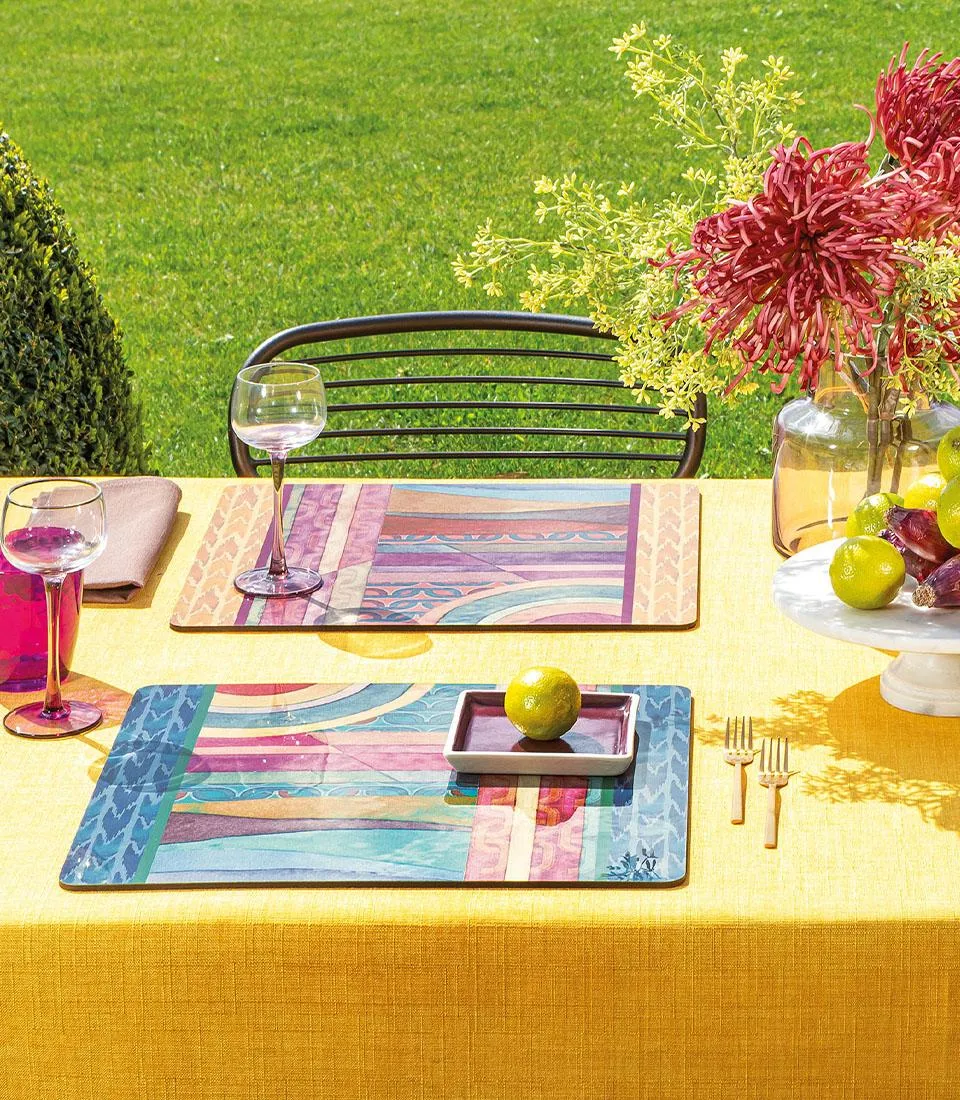 Rigid Placemat, mustard edge - Orizzonti di Seta