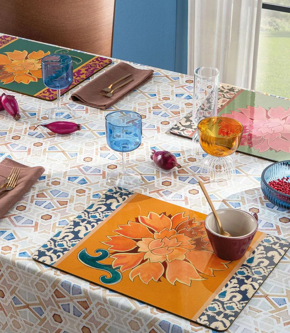 Tovaglietta rigida arancione - Peonia di Samarcanda