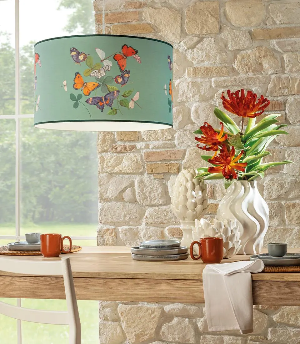 Paralume a sospensione cilindrico - Farfalle