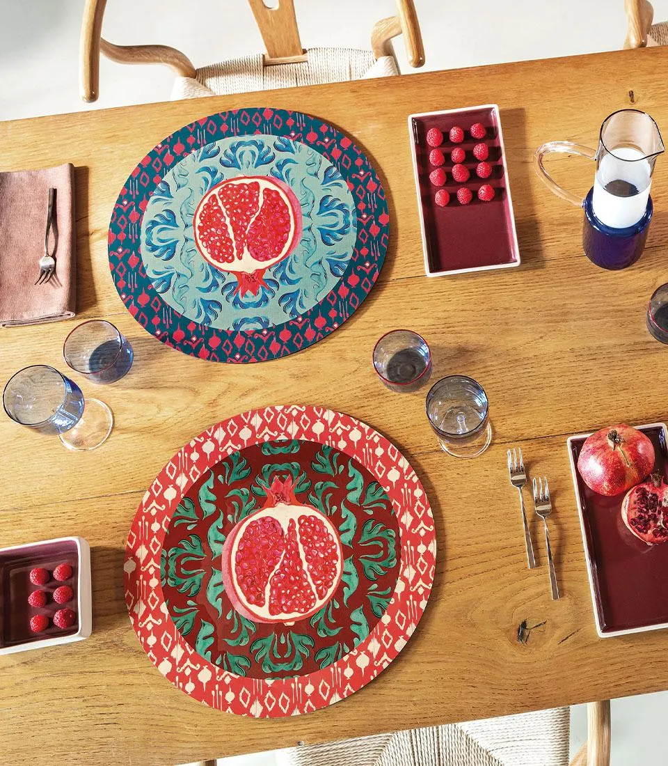 Rigid Placemat, light blue - Melograno d'Oriente