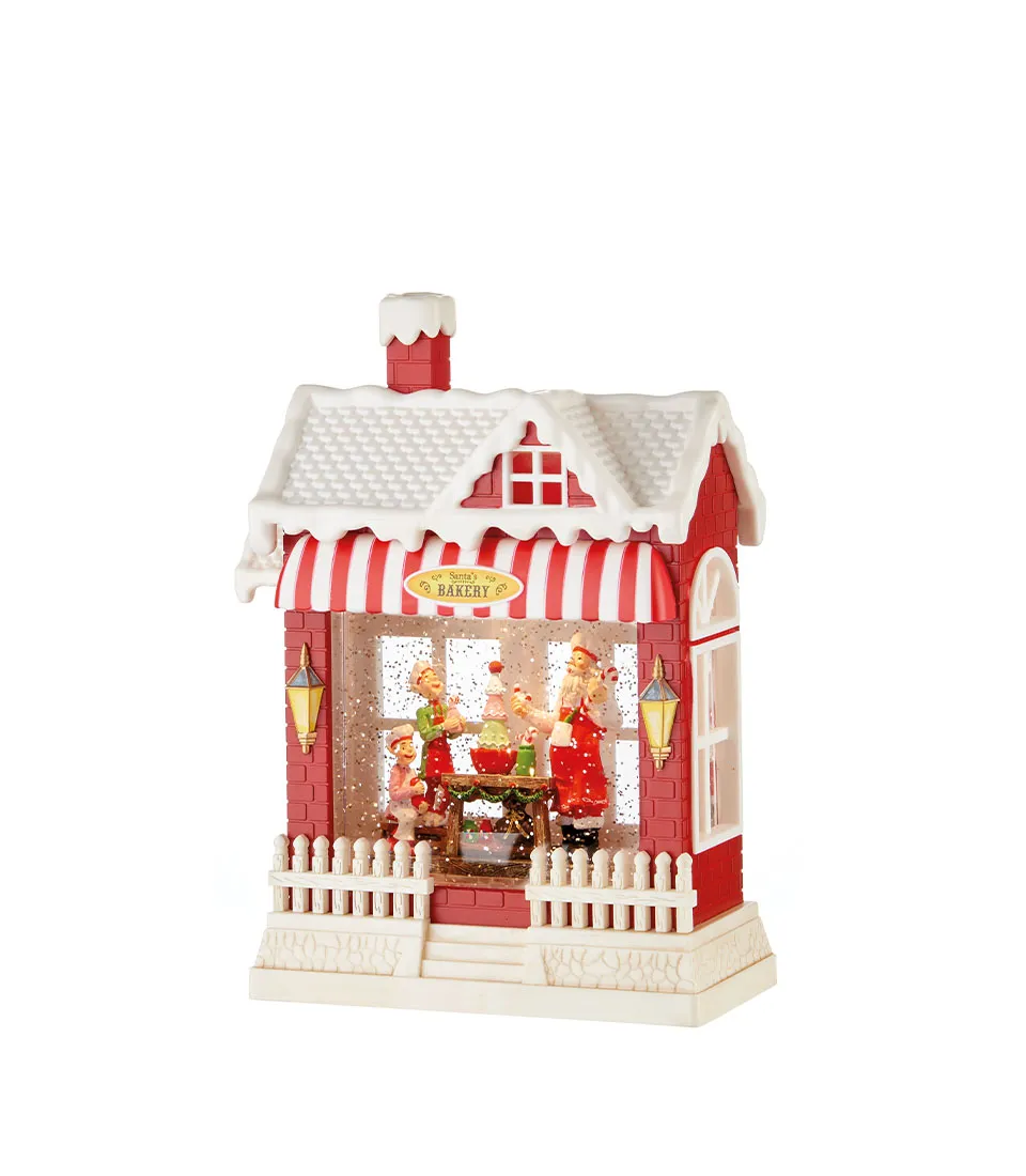 SNOWBALL RED AND WHITE BAKERY WITH MUSIC, LEDS, SNOW CONSTANT MOTION AND TIMER