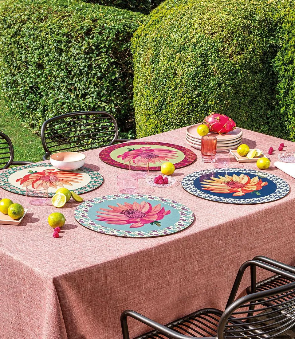 Rigid Placemat, light blue - Peonia di Samarcanda