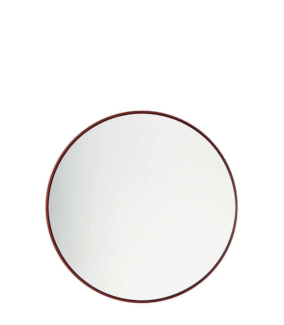 Large round mirror frame,  merlot red