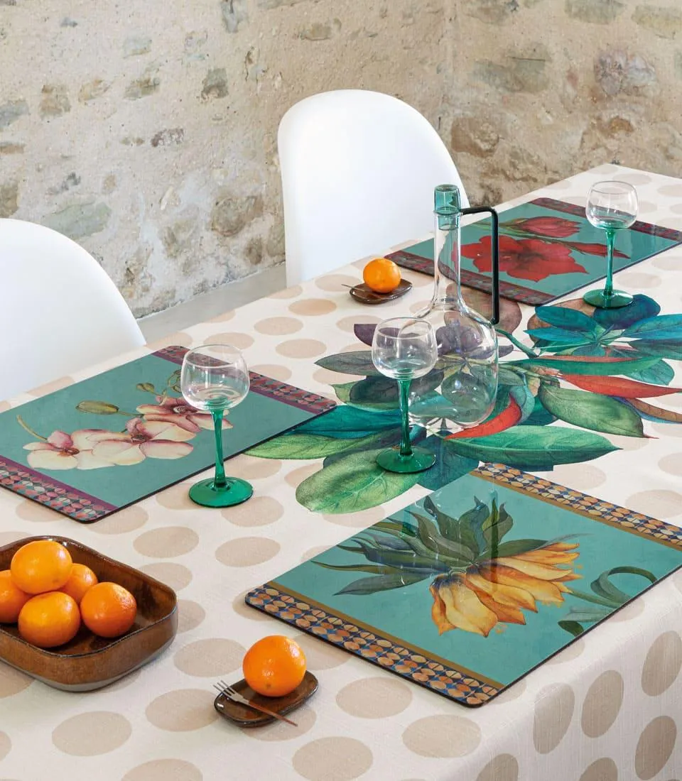 Rigid Placemat, teal green - Orchidea