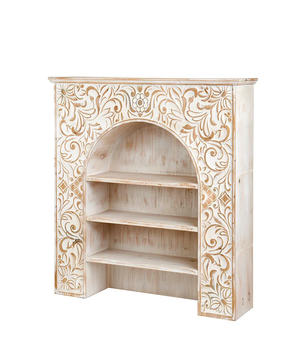 Decorative fireplace with shelves