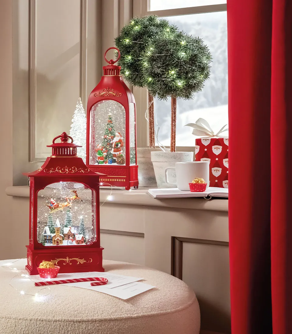 SNOWBALL SHORT LANTERN WITH MUSIC, LEDS, SNOW CONSTANT MOTION AND TIMER