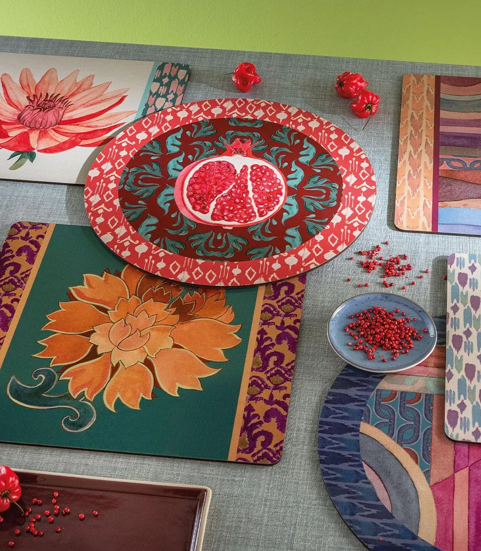 Rigid Placemat, green - Peonia di Samarcanda