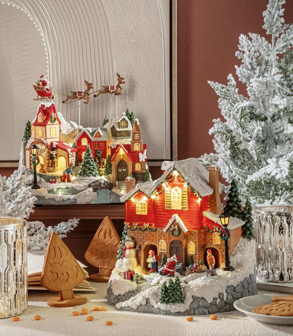 Decorazione da appoggio Villaggio con Slitta