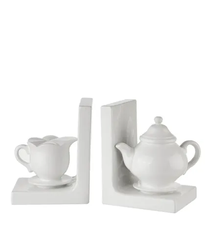 Bookend Tea Time, white - set 2 pcs