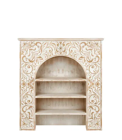 Decorative fireplace with shelves