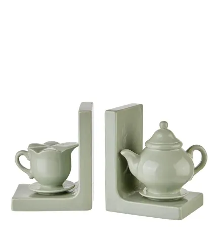 Bookend Tea Time, sage green - set 2 pcs